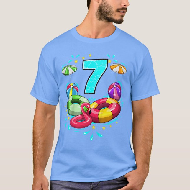 Camiseta 7.ª Fiesta de la piscina de cumpleaños 7 años de e (Anverso)
