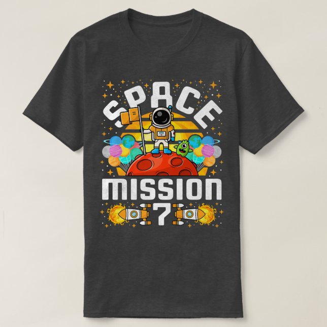 Camiseta 7.ª Misión Espacial de Cumpleaños Astronauta de 7  (Diseño del anverso)