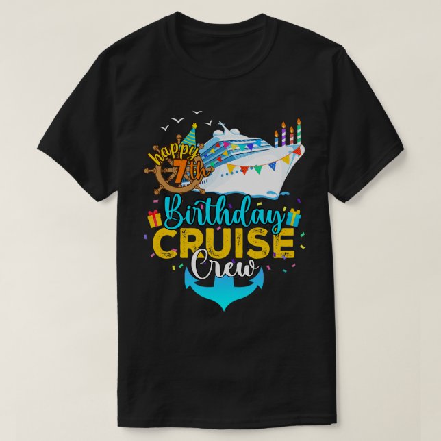 Camiseta 7.ª tripulación de crucero de cumpleaños (Diseño del anverso)