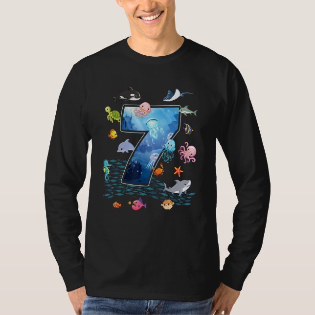 Camiseta 7.º Aniversario Acuario Mar Animales Acuáticos Niñ (Anverso)
