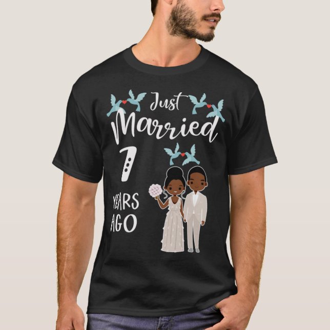 Camiseta 7.º Aniversario del Boda recién casado hace 7 años (Anverso)