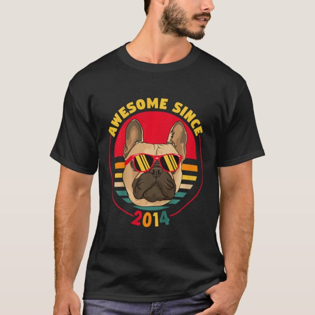 Camiseta 7.º Bulldog retro francés de cumpleaños impresiona (Anverso)