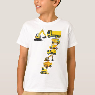 Camiseta 7.º Camión de construcción de cumpleaños niño de 7
