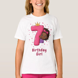 Camiseta 7.º Chica de cumpleaños con número de corona y ros