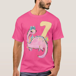 Camiseta 7.º Chica De Cumpleaños Dinosaurio Equipo Fiesta D