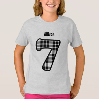 Camiseta 7.º Chica de cumpleaños PLAID Personalizado de sie