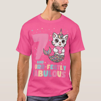 Camiseta 7.º Cumpleaños Chicas De Gato Unicornio Sirvientes