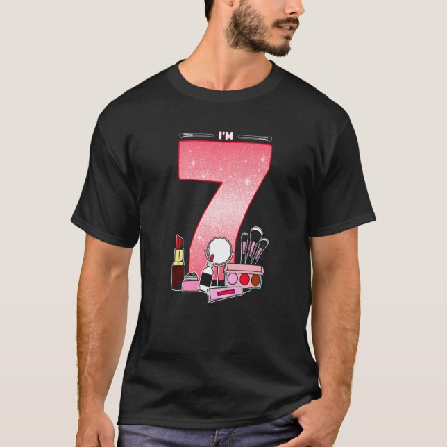 Camiseta 7.º Cumpleaños De La Niña Pequeña Maquillaje 7 Cum (Anverso)