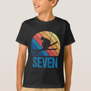 Camiseta 7.º cumpleaños esquí retro Chica de niños de 7 año