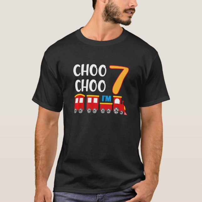 Camiseta 7.º cumpleaños Ferrocarril de niño de 7 años   (Anverso)