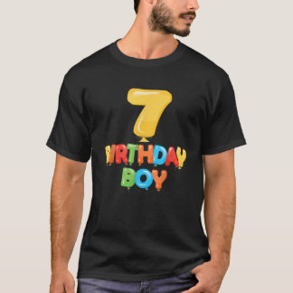 Camiseta 7.º cumpleaños Fiesta temática de globo de 7 años