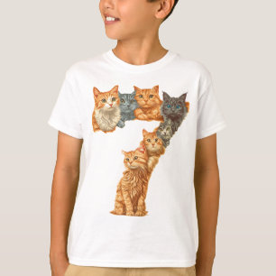 Camiseta 7.º Cumpleaños Gatitos Temáticos Niños De 7 Años