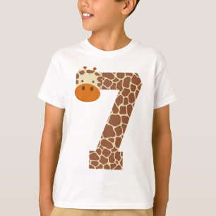 Camiseta 7.º cumpleaños Giraffe Animales Niños de 7 años