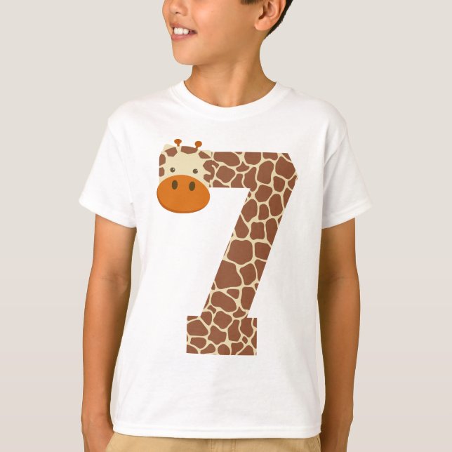 Camiseta 7.º cumpleaños Giraffe Animales Niños de 7 años (Anverso)