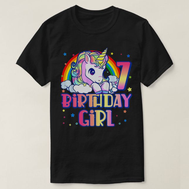 Camiseta 7.º cumpleaños Rainbow Unicorn Cumpleaños Gi (Diseño del anverso)