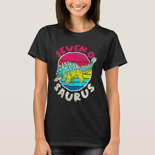 Camiseta 7.º Cumpleaños Siete O Saurus I Ankylosaurus I Fam (Anverso)