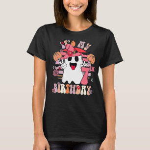 Camiseta 7.º cumpleaños Spooky Boo 7 años Groovy Retro 7