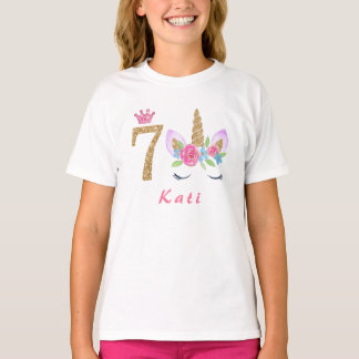 Camiseta 7.º cumpleaños Unicorn Dabbing nombre personalizad