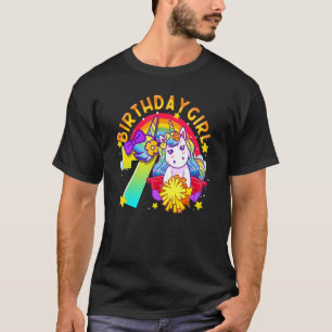 Camiseta 7.º cumpleaños, unicornio, animador Chica Rainbow 