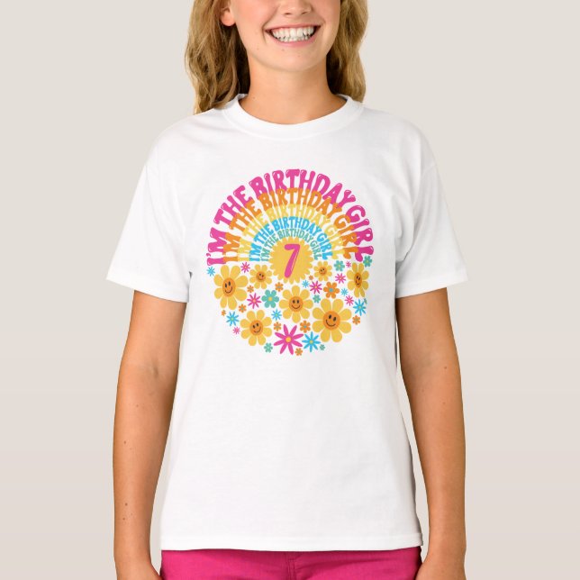 Camiseta 7.º Día de los Camisas Cute Flor Séptimo Rosa (Anverso)