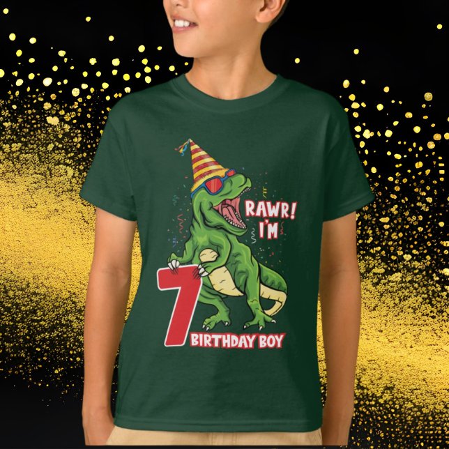 Camiseta 7.º dinosaurio de cumpleaños (Subido por el creador)