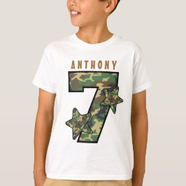 Camiseta 7.º Nacimiento Camo y Nombre Personalizado de Estr