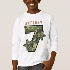 Camiseta 7.º Nacimiento Camo y Nombre Personalizado de Estr