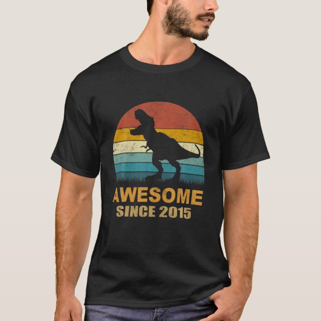 Camiseta 7.º Nacimiento Dinosaurio Niño De 7 Años Sorprende (Anverso)