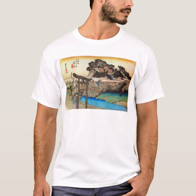 Camiseta 7. 藤 宿 沢, 広 Fujisawa-juku, Hiroshige, Ukiyo-e (Anverso)