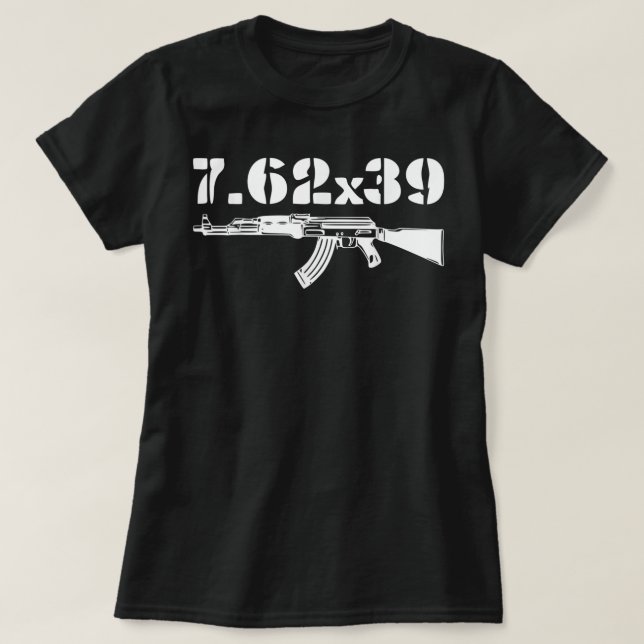 Camiseta 7.62X39 Calibre Ammo AK-47 Pistola (Diseño del anverso)