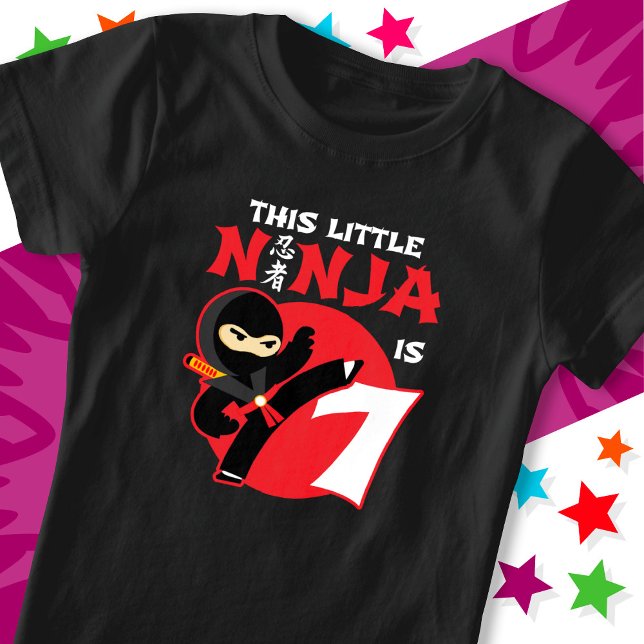 Camiseta 7 Aniversario Fiesta de Niños de 7 Años Ninja 7 (Subido por el creador)