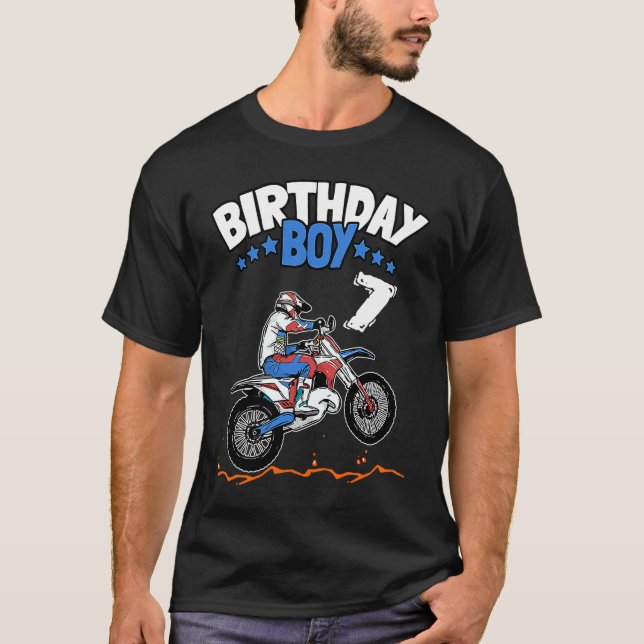 Camiseta 7 Aniversario Niño Bicicleta Sucia Niños De 7 Años (Anverso)