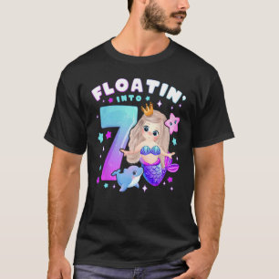 Camiseta 7 años, Chica de cumpleaños 7, sirena, número 7