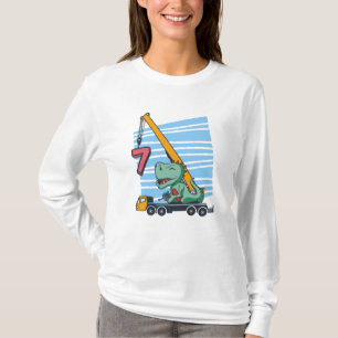 Camiseta 7 años Cumpleaños 7 Móvil Grúa Dinosaurio