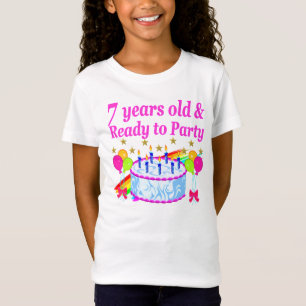 CAMISETA 7 AÑOS DE EDAD Y LISTO PARA EL CHICA DEL CUMPLEAÑO