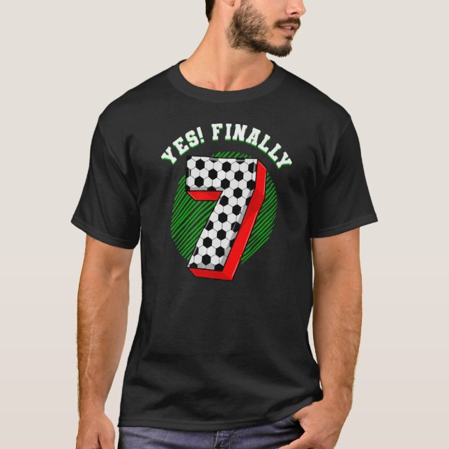 Camiseta 7 años de fiesta de cumpleaños temática del fútbol (Anverso)