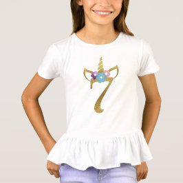 Camiseta 7 años del unicornio del chica del cumpleaños para
