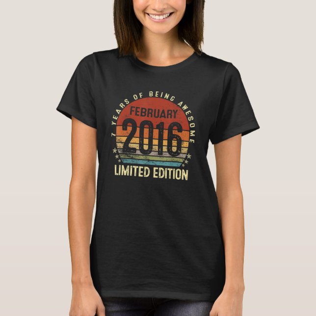 Camiseta 7 años Febrero 2016 Séptimo Cumpleaños 1 (Anverso)