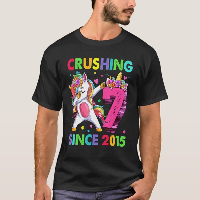 Camiseta 7 Aplastándolo desde 2015 Dabbing Unicornio (Anverso)