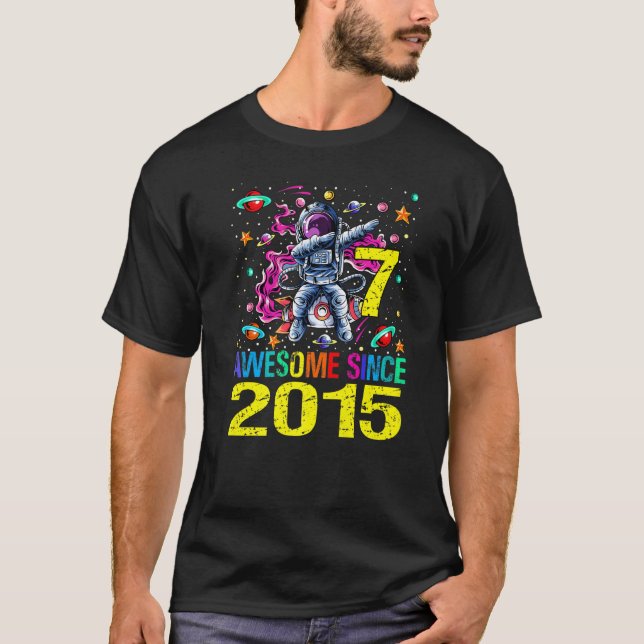 Camiseta 7 asombroso espacio de 7 cumpleaños desde 2015 (Anverso)
