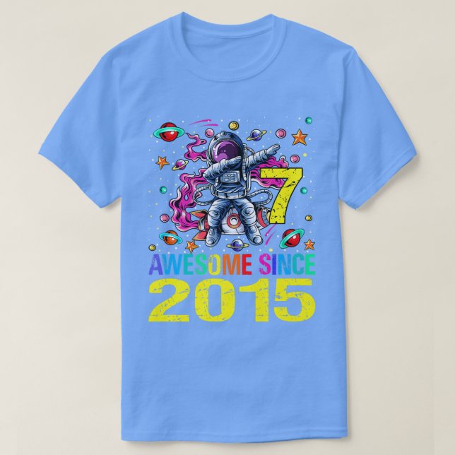 Camiseta 7 asombroso espacio de 7 cumpleaños desde 2015 (Diseño del anverso)