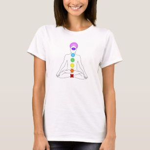 Camiseta de yoga para mujer con 7 chakras y cuello en V