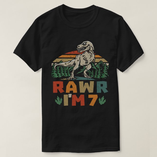 Camiseta 7 cumpleaños Dinosaur T Rex Rawr Tengo 7 años para (Diseño del anverso)