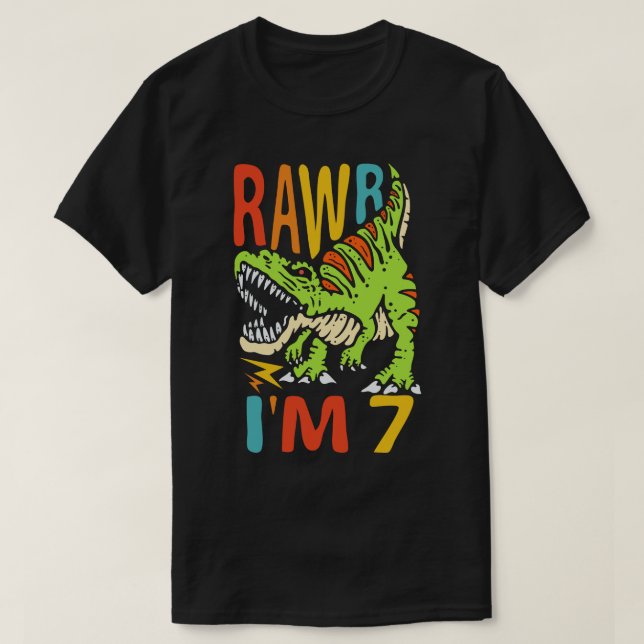 Camiseta 7 cumpleaños Dinosaur T Rex Rawr Tengo 7 años para (Diseño del anverso)