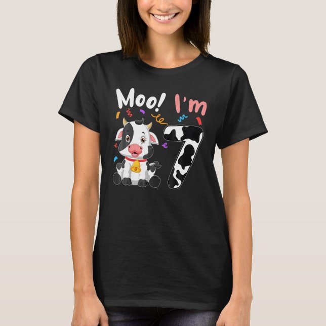 Camiseta 7 Cumpleaños Moo Im 7 Cow Farm Animal Barnyard Fam (Anverso)