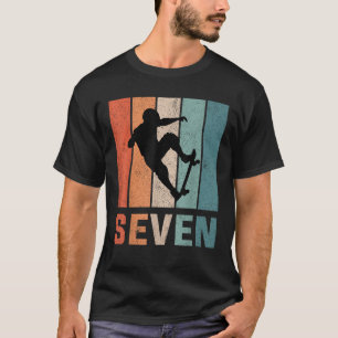 Camiseta 7 Cumpleaños Retro Skateboard Niños Niños 7 Y