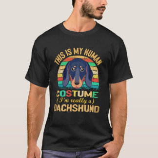 Camiseta 7 Disfraz de Dachshund con Silueta Retro Vintage