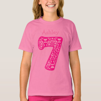 Camiseta 7 Nacimiento Número de Chica Nombre personalizado