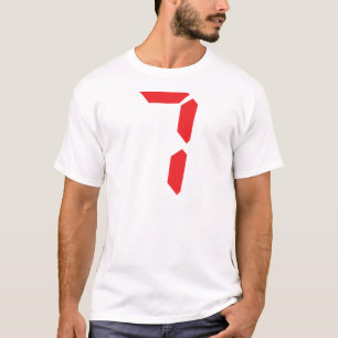 Camiseta 7 número digital del despertador de siete rojos