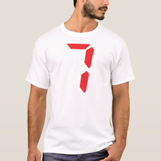 Camiseta 7 número digital del despertador de siete rojos